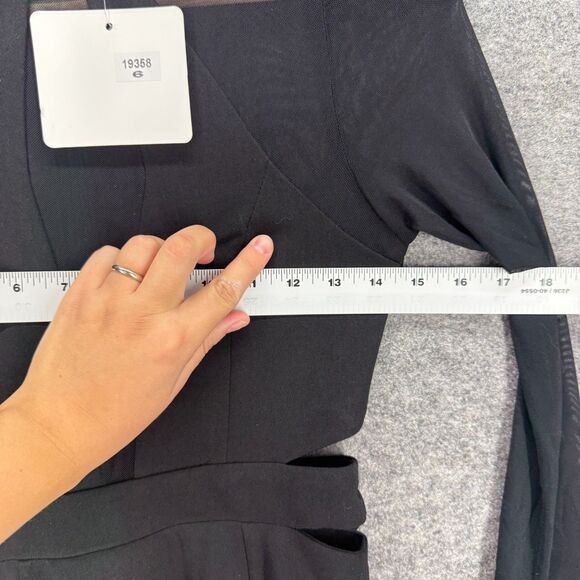 New Hello Molly Mini Dress Women 6 Black Short Zipper Long Sleeve Crew Neck - Picture 7 of 9